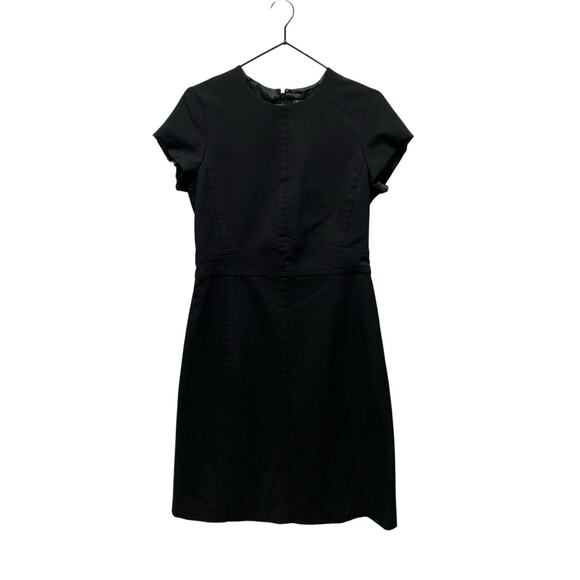 Theory Women's Black Sheath Dress Short Sleeve Sz 8 Minimalist Office Work - Picture 1 of 8